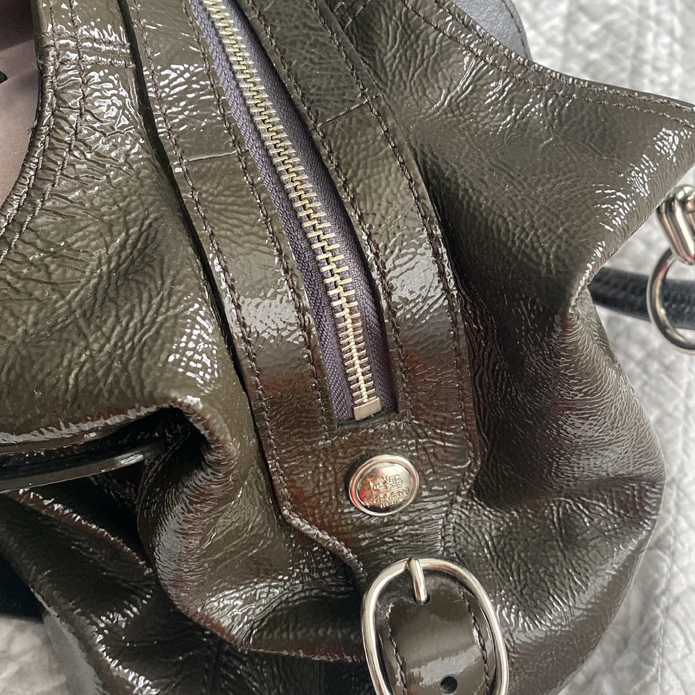 Coach Mia Maggie Graphite Patent Leather Hobo Bag - Picture 16 of 16